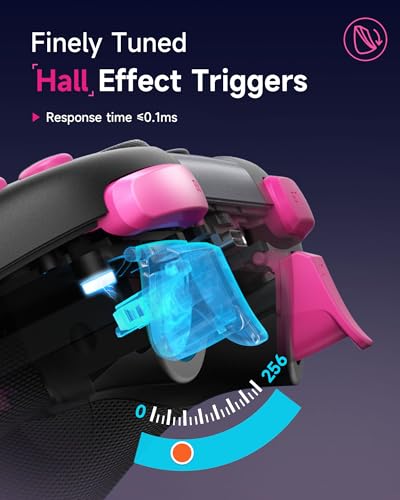 EasySMX Wireless Controller for PC/iPhone/Android/Switch & Steam Deck- Bluetooth Game Controller Gamepad with Hall Effect, RGB Lights, Anti-Drift Controller w 2.4G USB/Bluetooth/Wired 3 Connections - color: gun