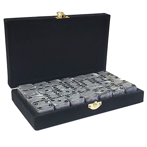 Domino Double 6 Silver Marbleized Tiles Jumbo Tournament Size - color: Silver