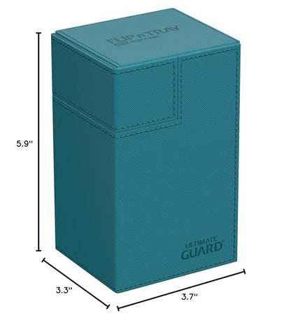 Ultimate Guard Flip'n'Tray 80+, Deck Case for 80 Double-Sleeved TCG Cards + Dice Tray, Petrol, Independent Magnetic Closure & Microfiber Inner Lining - color: Petrol, size: 80+