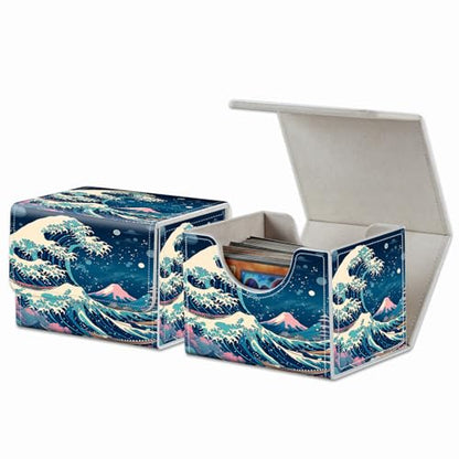 Strong Magnet Case Deck Box Mtg Card Box Playing Card Box Magic Deck Box Tcg Up to 200 Cards Creative Pattern Trading Card Storage Box for Collectible Card Games, Blue Wave - color: Blue Wave