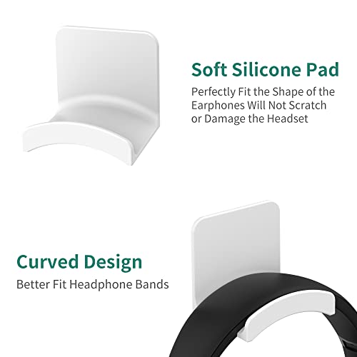 Headphone Stand Headset Holder, Headphone Holder Under Table, Adhesive Gaming Headphone Stand Hanger Desk Mount for Most Headphone