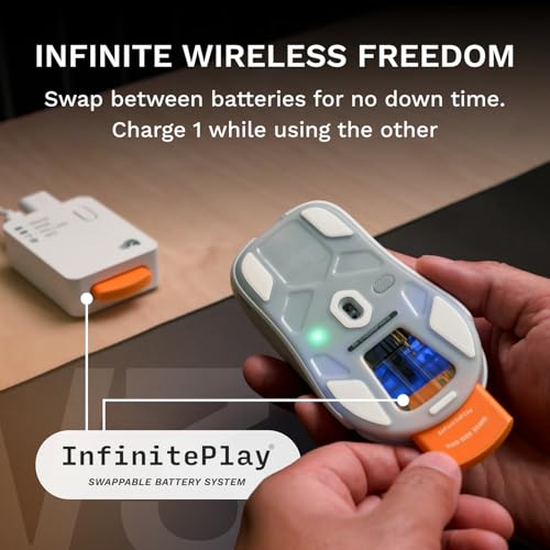 GLORIOUS Gaming Model O3 Wireless Gaming Mouse - InfinitePlay Swappable Battery, 130H Battery Life, 8k Polling, 130M Optical Switches, Ultralight 66g, 30K DPI Optical Sensor, RGB - White - color: White, style: Model O3 (Ambidextrous)