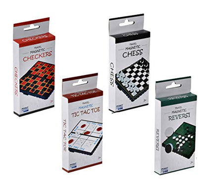 Point Games Travel Board Game Set - Bundle Pack of 4 Classic Magnetic Games, Stocking Stuffers for Kids Includes Individual Boards & Pieces
