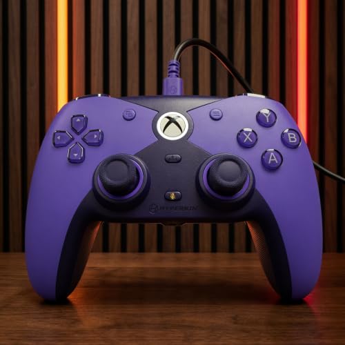 Hyperkin The Competitor Wired Controller for XBOX Series X|S, XBOX One & PC with Hall Effect Joysticks & Impulse Triggers; Symmetrical Layout & Precision D-Pad - Officially Licensed XBOX - Murasaki - color: 퍼플.