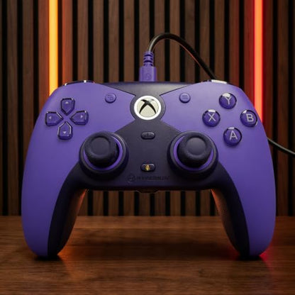 Hyperkin The Competitor Wired Controller for XBOX Series X|S, XBOX One & PC with Hall Effect Joysticks & Impulse Triggers; Symmetrical Layout & Precision D-Pad - Officially Licensed XBOX - Murasaki - color: 퍼플.
