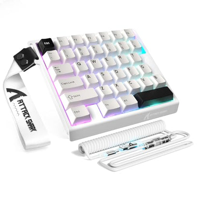 ATTACK SHARK M36 HE One-Handed Magnetic Switch Keyboard, 8000Hz Polling, Hot-Swappable, High-Precision 0.01mm, 36 Keys Wired Keypad with RGB Backlit, C01 Ultra Led Aviator Cable-Star White - color: Starlight White
