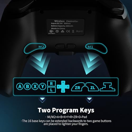 AceGamer 2 Pack Wireless Controller for Nintendo Switch/Lite/OLED/Switch 2, Hall Effect Joystick for Switch 2 Pro Controller with Wake-Up/Turbo/Dual Vibration/Programmable (Red+Blue) - color: Red+Blue