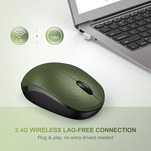 seenda Wireless Mouse for Laptop, 2.4G Noiseless Mouse with USB Receiver - Optical Tracking Portable Computer Mice for Chromebook, PC, Tablet, Windows System, 24 Months Battery Life - Green & Black - color: Green and Black