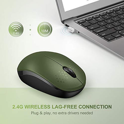 seenda Wireless Mouse for Laptop, 2.4G Noiseless Mouse with USB Receiver - Optical Tracking Portable Computer Mice for Chromebook, PC, Tablet, Windows System, 24 Months Battery Life - Green & Black - color: Green and Black