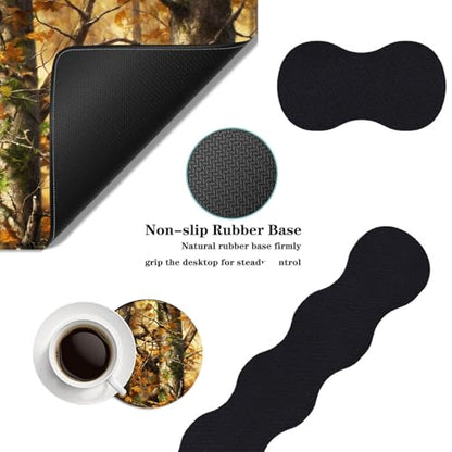 Mouse Pad,Large Desk Mat Set, 4in1 XL Mousepad + Keyboard Wrist Rest+Mouse Wrist Rest+Coaster with Ergonomic Desk Pad for Home Office Table Computer Cover -Forest Camouflage - color: Forest Camouflage