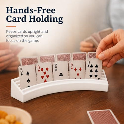 Playing Card Holder Stand – Hands-Free Card Organizer for Board Games | Multi-Tier Slot Design | Freestanding Tabletop Display Rack for Poker Night, Family Game Night & - color: White