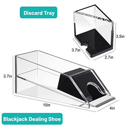 Honoson 4 Deck Blackjack Shoe and Discard Tray Acrylic Blackjack Dealing Shoe Card Dispenser for Playing Cards Discard Holder Trays for Game Poker Accessories (Clear) - color: Clear, style: 4 Deck