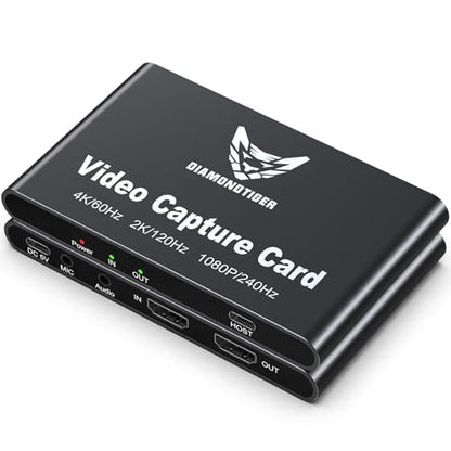 4K60Hz Capture Card 1080P240Hz VRR Passthrough PS5 Xbox | Lag-free HDR audio video recorder device with 3.5mm ports & USB 3.2 fast-charging support - size: 4K 60Hz Black