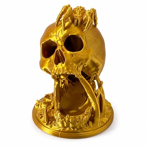 Skull Dice Tower Dungeons and Dragons RPG abletop Roleplaying Game Jail D&D (Random 7PCS D20 Dice Set Included) Gold - color: Glod