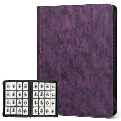 Card Binder 16 Pocket,Premium 1024 Double Sided Pocket Collection Binder,Wear Resistant,Retro Vertical Grain PU,Side Loading Card Album for MTG,TCG,Yugioh,Game & Sports Cards,Purple - color: Purple, size: 16 Pocket 1024