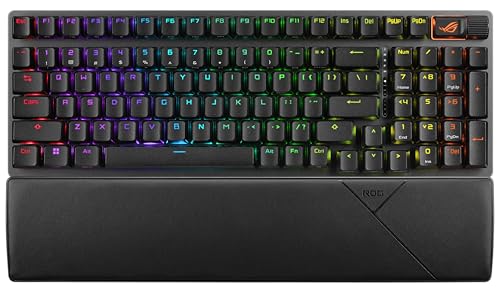 ASUS ROG Strix Scope II 96 Wireless Mechanical Gaming Keyboard – 96% Full-Size, Tri-Mode Connectivity, Hot Swappable Pre-lubed ROG NX Storm Clicky Switches, PBT Keycaps, RGB, PC/Mac Support - Black - color: Black, size: Storm Clicky, style: Strix Scope II