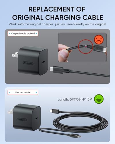 2Pack Fast Charge USB C Cables-5FT/1.5M Cable for Nintendo Switch 2 Adapter