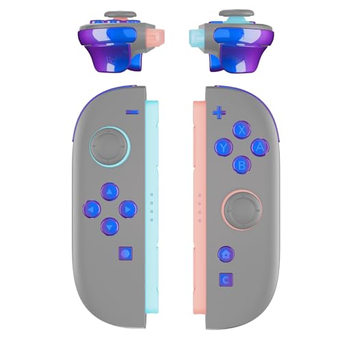 eXtremeRate DIY Replacement Full Set Buttons for Joycon 2, Custom ABXY Direction Keys Dpad + - C Home Capture Release L R ZR ZL Trigger Buttons for Nintendo Switch 2 Controller - Chameleon Purple Blue - color: Chameleon Purple Blue