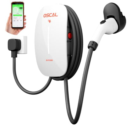 EV11000 Level 2 EV Charger 48 amp 11000Kw Home EV Charging Station | Suitable for 99% Vehicle Models, 16.5ft Cable, WiFi (2.4GHz) Smart App, Weatherproof Indoor/Outdoor IP65, 11kW Fast Charing