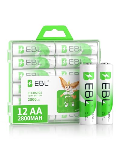 EBL Rechargeable AA Batteries 2800mAh 1.2V Ni-MH AA Rechargeable Batteries 12 Pack - size: AA 12 Pack
