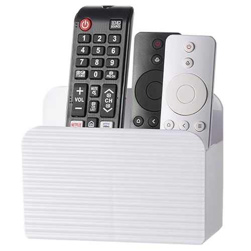 LINFIDITE Adhesive TV Remote Control Holder Wall Mount TV Remote Holder For Bedside Wall Remote Control Caddy Storage Organizer Stand Box （For 2 Or 4 Remote Controls –Whtie – Quantity 1） - color: White, size: 1 Pcs Fxed Dividers