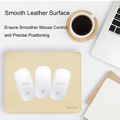 Leather Mouse Pad - Wood Mouse Pad, Double Side Mouse Pad with Stitched Edge, Waterproof Ultra Thin Mouse Pad for Computers, Laptop, Office & Home, 10.2 x 8.3 Inch, 1 Pack (Beige) - color: Beige