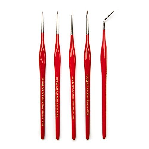 AIT Art Select Micro Detail Brush Set, 5 Miniature Paint Brushes for Fine Detail, Handmade in USA for Trusted Performance, Triangular Handle Design for the Best Grip and Ultimate Precision