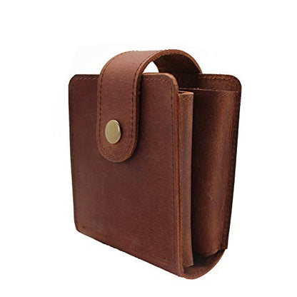 Playing Card Case, Genuine Leather Double Playing Cards Deck Holder for Magicians and Poker Players, Camping Holidays Trips - color: Double Deck