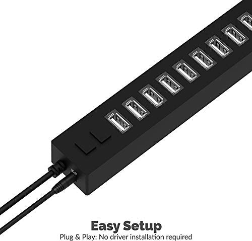 SABRENT 13-Port USB 2.0 Hub with Power Adapter, 2 Switches (HB-U14P) - size: 13-PORT