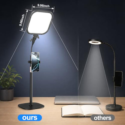 EMART Desktop Gooseneck Video Conference Lighting, Dimmable 2500-8500k | Large-Surface LED Panel Lamp for Desk with Phone Holder ,USB Flicker-Free for Podcast & Streaming ,Zoom Ring Light - size: 43.3inch