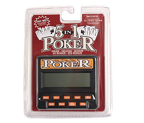 5-in-1 LCD Electronic Handheld Poker Game, Ages 8+