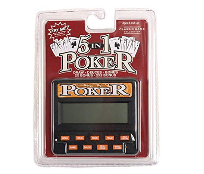 5-in-1 LCD Electronic Handheld Poker Game, Ages 8+