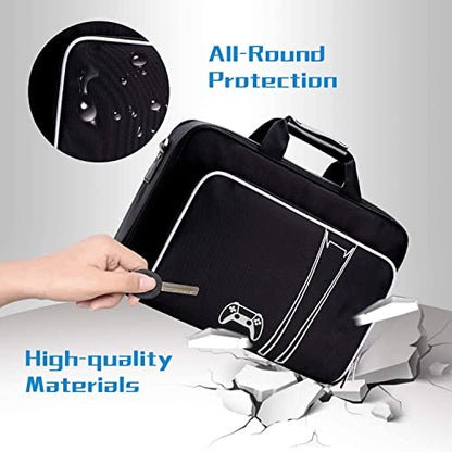 G-STORY Carrying Case,Travel Case Storage Bag Compatible with PS5 Disc and Digital Edition, Controller Skin is Included - color: White-Without Logo