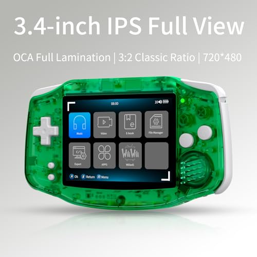 Anbenric RG34XX Retro Handheld Game Console Linux OS 3.4 Inch IPS 720*480 Screen 64G Card 5000+ Classic Games RG34XX H700 64-bit 3500mAh Battery Game Player Compatible with Bluetooth WiFi Green - style: RG34XX-Green