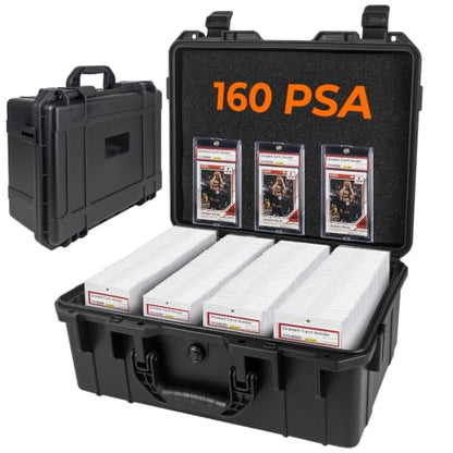 Graded Card Case Holds 160 PSA Slabs, Premium Storage Box - color: Black-pro