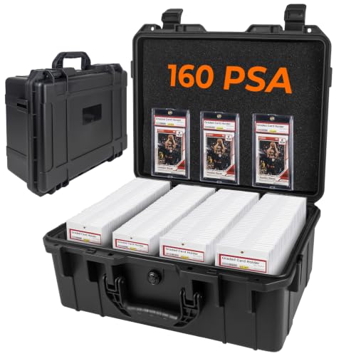 Graded Card Case Holds 160 PSA Slabs, Premium Storage Box - color: Black-pro