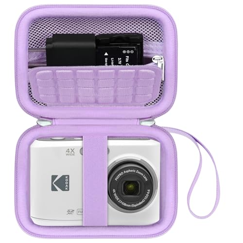Canboc Hard Case for KODAK PIXPRO FZ55/ FZ45/ FZ43/ FZ53 16MP Digital Camera, Vlogging Camera Bag, Zipper Mesh Pocket fit Cable, SD Card, Purple (Case Only) - color: T-Purple
