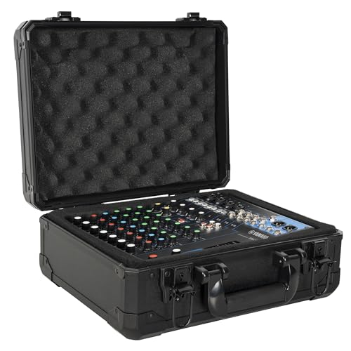13 Inch Aluminum Carrying Case 13 X 10 X 5.5 Inch Ideal for Microphone & Camera Gear Transportation, DJ Mixer Case with Customizable Pre-Diced Foam, Black - size: Inner：12.5''X 9.5''X 5.1''