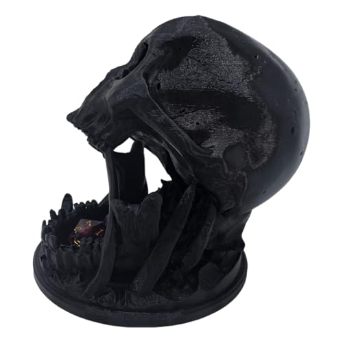 Skull Dice Tower Dungeons and Dragons 28mm D20 Miniature Wargaming RPG abletop Roleplaying Game Jail D&D (Random 7PCS D20 Dice Set Included) Black