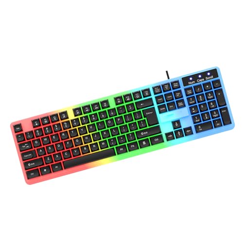 Keyboard LED Game Mechanical Sensory Membrane Membrane Keyboard with 104 Keys USB Cord for PC Laptop Computer with LED Light - color: Black