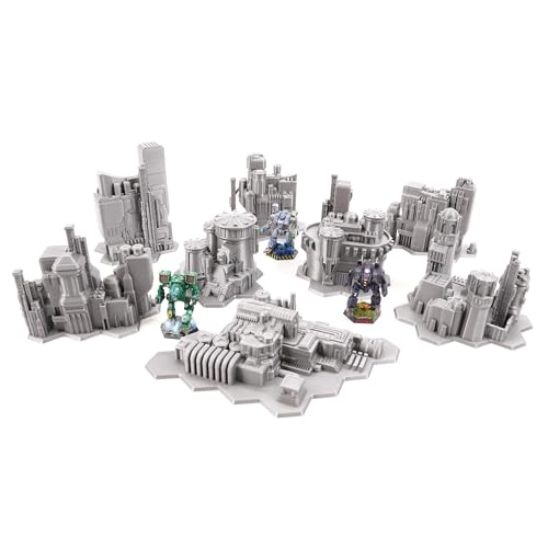 Tabletop Terrain 6mm Sci-Fi Cityscape Bundle 2 with Hexes for Miniatures Games Such as Epic Battletech Adeptus Titanicus (Bundle 2 with Hexes) - size: Bundle 2 with Hexes