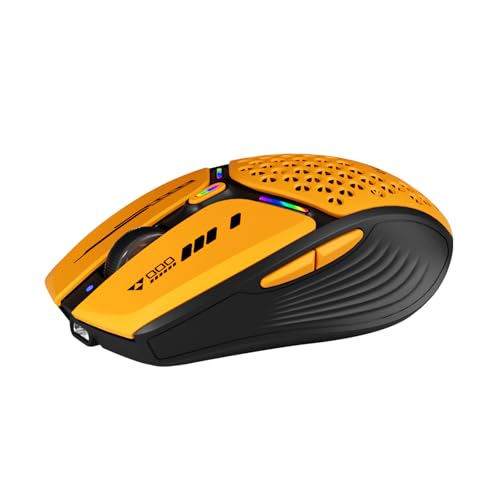 Uciefy Bluetooth Wireless Mouse, (BT5.0/5.1+2.4GHz) USB C Rechargeable LED Mouse Battery Level Visible, Honeycomb Magnetic Shell Cover with USB Receiver & Type-C Adapter for Laptop/PC/Mac/iPad -Orange - color: orange