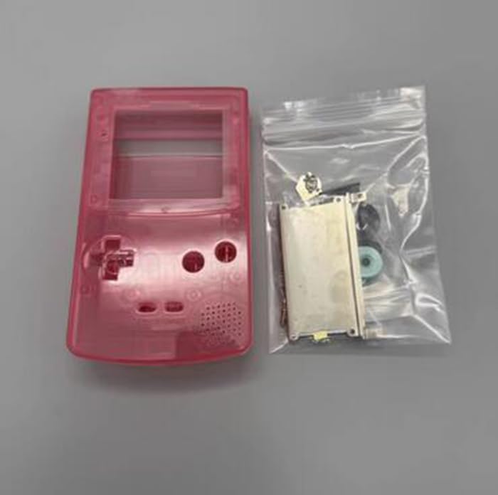 IPS Housing Shell Cover with Buttons Conuctive Pads Screws for Gameboy Color GBC Console (Clear Pink) - color: Clear Pink