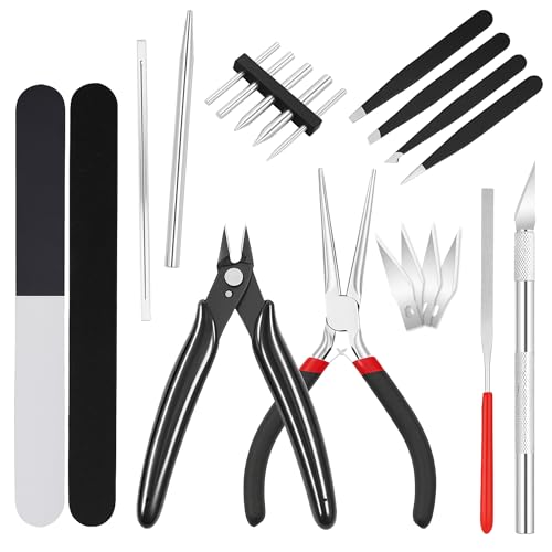 Mandala Crafts 22 PCS 3D Metal Model Tool Sets with Pliers, Knife, Bending and Twisting Tools, Winding Rod - Professional Model Building Set for Assembling Miniatures Mecha Cars Jigsaw Puzzles - style: 3D Metal Model Puzzle Tool 25 PCs