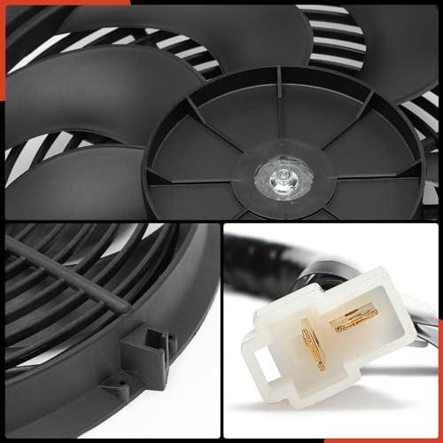 A-Premium 14'' 14 inch Slim Universal Electric Cooling Fan Assembly | 2250 m3/h, 12V 90W, Pull Fan with Mount Kit - style: 14 inch