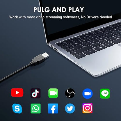 1080P Webcam with Built-in Microphone, W2N Web Cam, Privacy Cover, 75° FOV, Noise Cancellation, Plug & Play Web Camera for Computer, USB Webcam for Pc, Laptop, Desktop, Mac