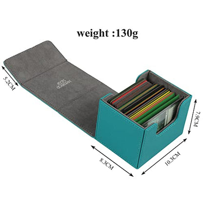 AEGIS GUARDIAN Card Deck Box for MTG, Commander Deck Box Hold 120+ Sleeved Cards, Leather Strong Magnet Card Deck Case Holder for Magic Cards TCG CCG, Green - color: 4-1