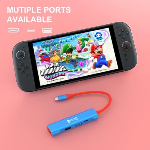 RREAKA TV Dock for Nintendo Switch 2 / Switch/Switch OLED, Portable Travel Dock Replacement with 4K@60Hz HDMI, PD 100W Charging, USB 3.0 - color: 레드 & 블루-2세대 버전