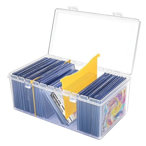SAMYUCHO Trading Card Storage Box with 2 Dividers for 500 Sports Cards, Plastic Bulk Display Holder Collection Organizer Cases Container Fit for Baseball Football Playing Magic Cards 1 Pcs - size: 1 Pcs