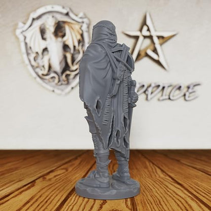 AUSPDICE Pro-Painted Quality Unpainted TTRPG Figure 32mm Scale Fantasy Role Playing Minis Figurine for Dungeon Masters, Human Miniatures Tabletop Gaming Miniatures RPG Accessory - Lycan Slayer(AS301)
